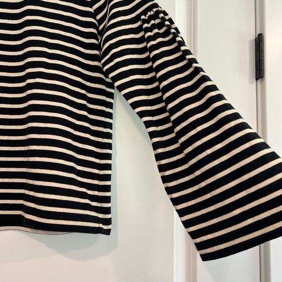 Madewell Women's Crewneck Bell Sleeve‎ Black White Stripes Size XS - Picture 2 of 7